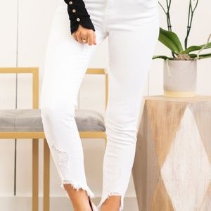 KanCan High Waisted Ankle Skinny White Jeans KC8395WT